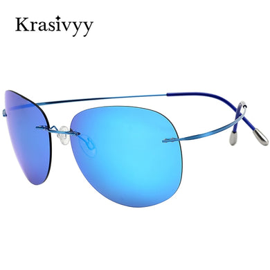 Krasivyy Pure Titanium Polarized Sunglasses Men  Ultralight Women Rimless Driving Pilot Sun Glasses Oculos de sol