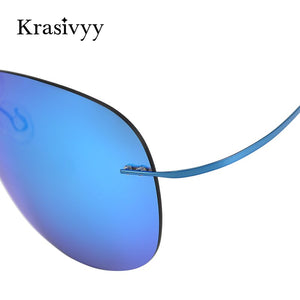 Krasivyy Pure Titanium Polarized Sunglasses Men  Ultralight Women Rimless Driving Pilot Sun Glasses Oculos de sol