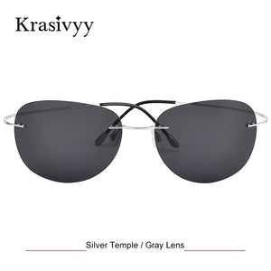 Krasivyy Pure Titanium Polarized Sunglasses Men  Ultralight Women Rimless Driving Pilot Sun Glasses Oculos de sol