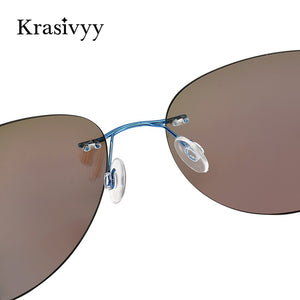 Krasivyy Pure Titanium Polarized Sunglasses Men  Ultralight Women Rimless Driving Pilot Sun Glasses Oculos de sol