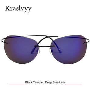 Krasivyy Pure Titanium Polarized Sunglasses Men  Ultralight Women Rimless Driving Pilot Sun Glasses Oculos de sol