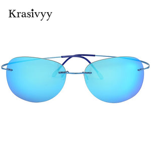 Krasivyy Pure Titanium Polarized Sunglasses Men  Ultralight Women Rimless Driving Pilot Sun Glasses Oculos de sol