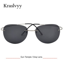 Load image into Gallery viewer, Krasivyy Pure Titanium Polarized Sunglasses Men  Ultralight Women Rimless Driving Pilot Sun Glasses Oculos de sol