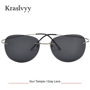 Krasivyy Pure Titanium Polarized Sunglasses Men  Ultralight Women Rimless Driving Pilot Sun Glasses Oculos de sol