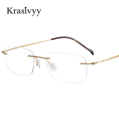 Krasivyy Pure Titanium Rimless Glasses Frame Men Brand Designer Myopia Optical Prescription Eyewear Male Screwless Eyeglasses