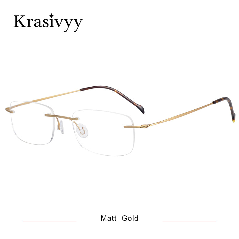 Krasivyy Pure Titanium Rimless Glasses Frame Men Brand Designer Myopia Optical Prescription Eyewear Male Screwless Eyeglasses