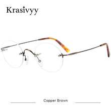 Load image into Gallery viewer, Krasivyy Pure Titanium Rimless Glasses Frame Men  Brand Designer Optical Prescription Eyeglasses Women Retro Round Eyewear