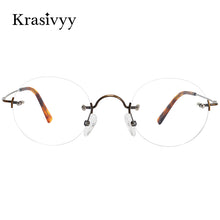 Load image into Gallery viewer, Krasivyy Pure Titanium Rimless Glasses Frame Men  Brand Designer Optical Prescription Eyeglasses Women Retro Round Eyewear