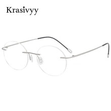 Load image into Gallery viewer, Krasivyy Pure Titanium Rimless Glasses Frame Men  Brand Designer Prescription Eyeglasses Women Vintage Round Eyewear