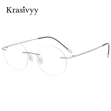 Krasivyy Pure Titanium Rimless Glasses Frame Men  Brand Designer Prescription Eyeglasses Women Vintage Round Eyewear