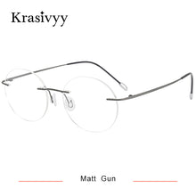 Load image into Gallery viewer, Krasivyy Pure Titanium Rimless Glasses Frame Men  Brand Designer Prescription Eyeglasses Women Vintage Round Eyewear