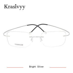 Krasivyy Pure Titanium Rimless Glasses Frame Men Prescription Eyeglasses Germany Women Myopia Optical Frame Screwless Eyewear