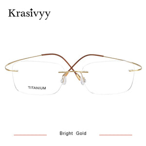 Krasivyy Pure Titanium Rimless Glasses Frame Men Prescription Eyeglasses Germany Women Myopia Optical Frame Screwless Eyewear