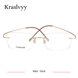 Krasivyy Pure Titanium Rimless Glasses Frame Men Prescription Eyeglasses Germany Women Myopia Optical Frame Screwless Eyewear