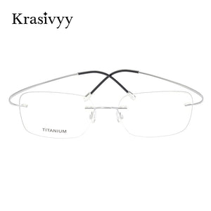 Krasivyy Pure Titanium Rimless Glasses Frame Men Prescription Eyeglasses Germany Women Myopia Optical Frame Screwless Eyewear