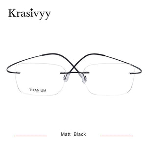 Krasivyy Pure Titanium Rimless Glasses Frame Men Prescription Eyeglasses Germany Women Myopia Optical Frame Screwless Eyewear