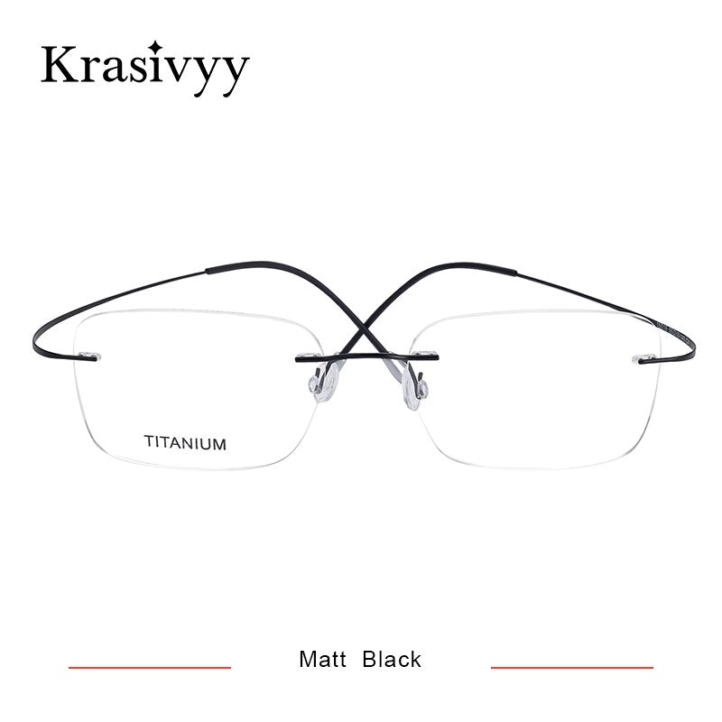 Krasivyy Pure Titanium Rimless Glasses Frame Men Prescription Eyeglasses Germany Women Myopia Optical Frame Screwless Eyewear