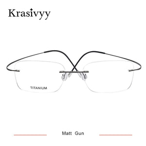 Krasivyy Pure Titanium Rimless Glasses Frame Men Prescription Eyeglasses Germany Women Myopia Optical Frame Screwless Eyewear