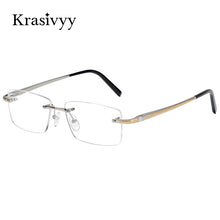 Load image into Gallery viewer, Krasivyy Pure Titanium Rimless Glasses Frame Men  Spring Hinge Myopia Prescription Eyeglasses Optical Square Eyewear