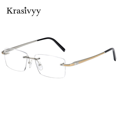 Krasivyy Pure Titanium Rimless Glasses Frame Men  Spring Hinge Myopia Prescription Eyeglasses Optical Square Eyewear