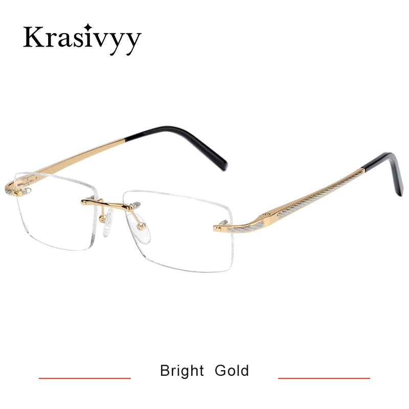 Krasivyy Pure Titanium Rimless Glasses Frame Men  Spring Hinge Myopia Prescription Eyeglasses Optical Square Eyewear