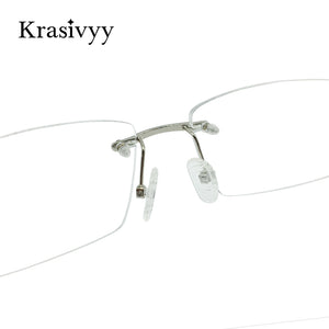 Krasivyy Pure Titanium Rimless Glasses Frame Men  Spring Hinge Myopia Prescription Eyeglasses Optical Square Eyewear