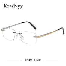 Load image into Gallery viewer, Krasivyy Pure Titanium Rimless Glasses Frame Men  Spring Hinge Myopia Prescription Eyeglasses Optical Square Eyewear
