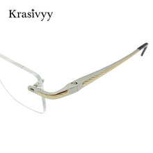 Load image into Gallery viewer, Krasivyy Pure Titanium Rimless Glasses Frame Men  Spring Hinge Myopia Prescription Eyeglasses Optical Square Eyewear