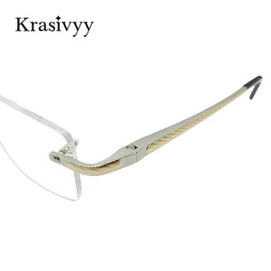 Krasivyy Pure Titanium Rimless Glasses Frame Men  Spring Hinge Myopia Prescription Eyeglasses Optical Square Eyewear