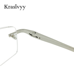 Krasivyy Pure Titanium Rimless Glasses Frame Men  Spring Hinge Myopia Prescription Eyeglasses Optical Square Eyewear