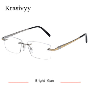 Krasivyy Pure Titanium Rimless Glasses Frame Men  Spring Hinge Myopia Prescription Eyeglasses Optical Square Eyewear