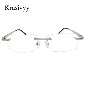 Krasivyy Pure Titanium Rimless Glasses Frame Men  Spring Hinge Myopia Prescription Eyeglasses Optical Square Eyewear