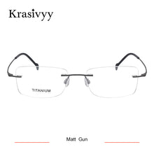 Load image into Gallery viewer, Krasivyy Pure Titanium Rimless Glasses Frame Men Ultralight Myopia Prescription Eyewear Rectangle Screwless Frameless Eyeglasses