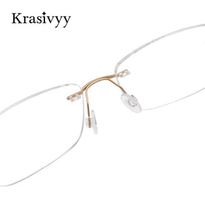 Krasivyy Pure Titanium Rimless Glasses Frame Men Ultralight Myopia Prescription Eyewear Rectangle Screwless Frameless Eyeglasses