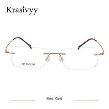 Load image into Gallery viewer, Krasivyy Pure Titanium Rimless Glasses Frame Men Ultralight Myopia Prescription Eyewear Rectangle Screwless Frameless Eyeglasses