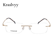 Load image into Gallery viewer, Krasivyy Pure Titanium Rimless Glasses Frame Men Ultralight Myopia Prescription Eyewear Rectangle Screwless Frameless Eyeglasses