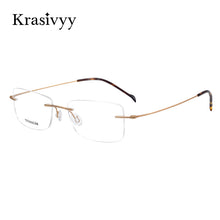 Load image into Gallery viewer, Krasivyy Pure Titanium Rimless Glasses Frame Men Ultralight Myopia Prescription Eyewear Rectangle Screwless Frameless Eyeglasses