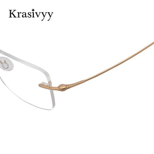 Krasivyy Pure Titanium Rimless Glasses Frame Men Ultralight Myopia Prescription Eyewear Rectangle Screwless Frameless Eyeglasses