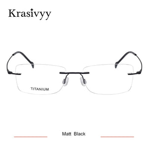 Krasivyy Pure Titanium Rimless Glasses Frame Men Ultralight Myopia Prescription Eyewear Rectangle Screwless Frameless Eyeglasses
