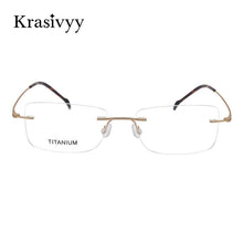 Load image into Gallery viewer, Krasivyy Pure Titanium Rimless Glasses Frame Men Ultralight Myopia Prescription Eyewear Rectangle Screwless Frameless Eyeglasses