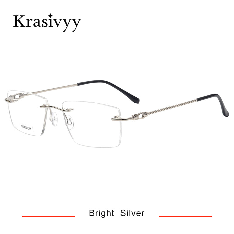 Krasivyy Pure Titanium Rimless Glasses Frame Men Ultralight Optical Prescription Eyeglasses Women 2023 Myopia Square Eyewear