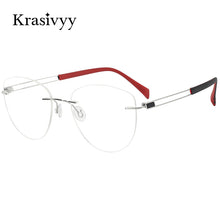 Load image into Gallery viewer, Krasivyy Pure Titanium Rimless Glasses Frame Women Cat Eye Ultralight Prescription Eyeglasses Frameless Myopia Optical Eyewear