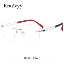 Load image into Gallery viewer, Krasivyy Pure Titanium Rimless Glasses Frame Women Cat Eye Ultralight Prescription Eyeglasses Frameless Myopia Optical Eyewear