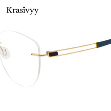 Load image into Gallery viewer, Krasivyy Pure Titanium Rimless Glasses Frame Women Cat Eye Ultralight Prescription Eyeglasses Frameless Myopia Optical Eyewear