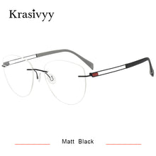 Load image into Gallery viewer, Krasivyy Pure Titanium Rimless Glasses Frame Women Cat Eye Ultralight Prescription Eyeglasses Frameless Myopia Optical Eyewear