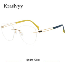 Load image into Gallery viewer, Krasivyy Pure Titanium Rimless Glasses Frame Women Cat Eye Ultralight Prescription Eyeglasses Frameless Myopia Optical Eyewear