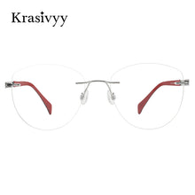 Load image into Gallery viewer, Krasivyy Pure Titanium Rimless Glasses Frame Women Cat Eye Ultralight Prescription Eyeglasses Frameless Myopia Optical Eyewear