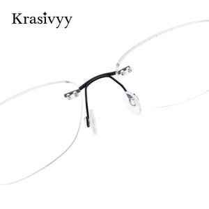 Krasivyy Pure Titanium Rimless Glasses Frame Women Screwless Design Myopia Prescription Eyeglasses Men Frameless Eyewear