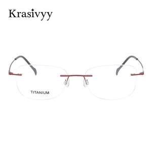 Krasivyy Pure Titanium Rimless Glasses Frame Women Screwless Design Myopia Prescription Eyeglasses Men Frameless Eyewear