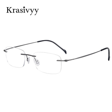 Krasivyy Pure Titanium Rimless glasses Frame Men Ultralight Optical  Prescription Eyeglasses Women Screwless Myopia Eyewear